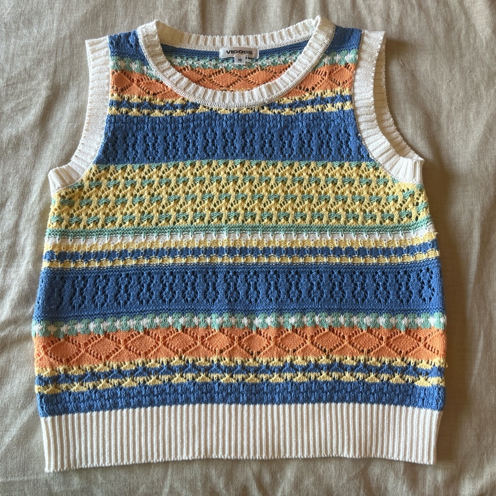 Colorful Striped Knit Sweater Vest